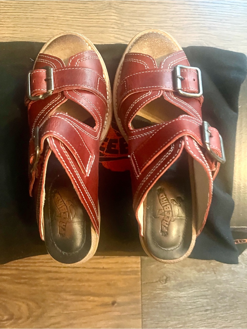 Freebird by Steven Red Leather Buckle Sandals